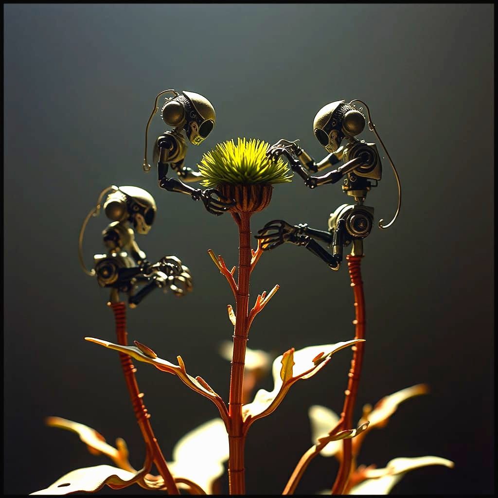 Mechanical Florals in Rusty Industrial Style