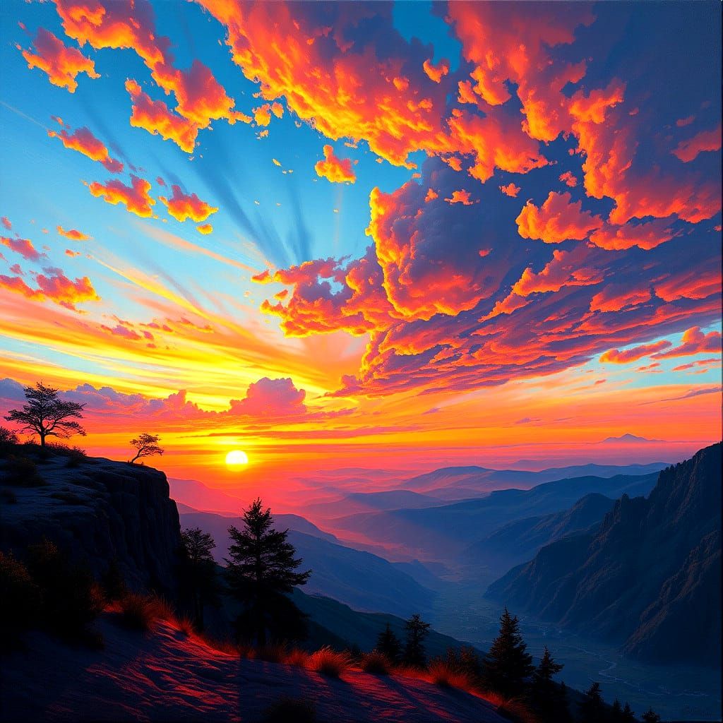 Detailed Oil Painting of a Sunset in Unreal Engine