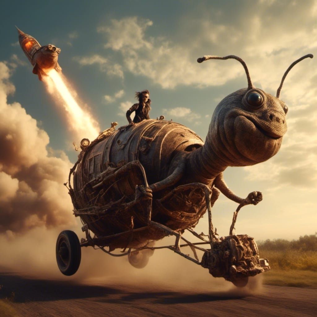 Runner Races Rocket Snail in Whimsical Scene