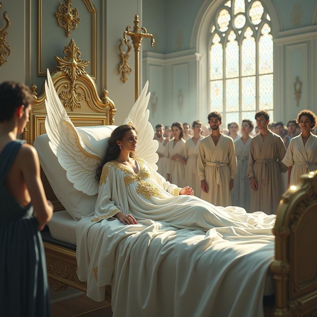 Angel in Hospital Bed: Detailed Matte Painting