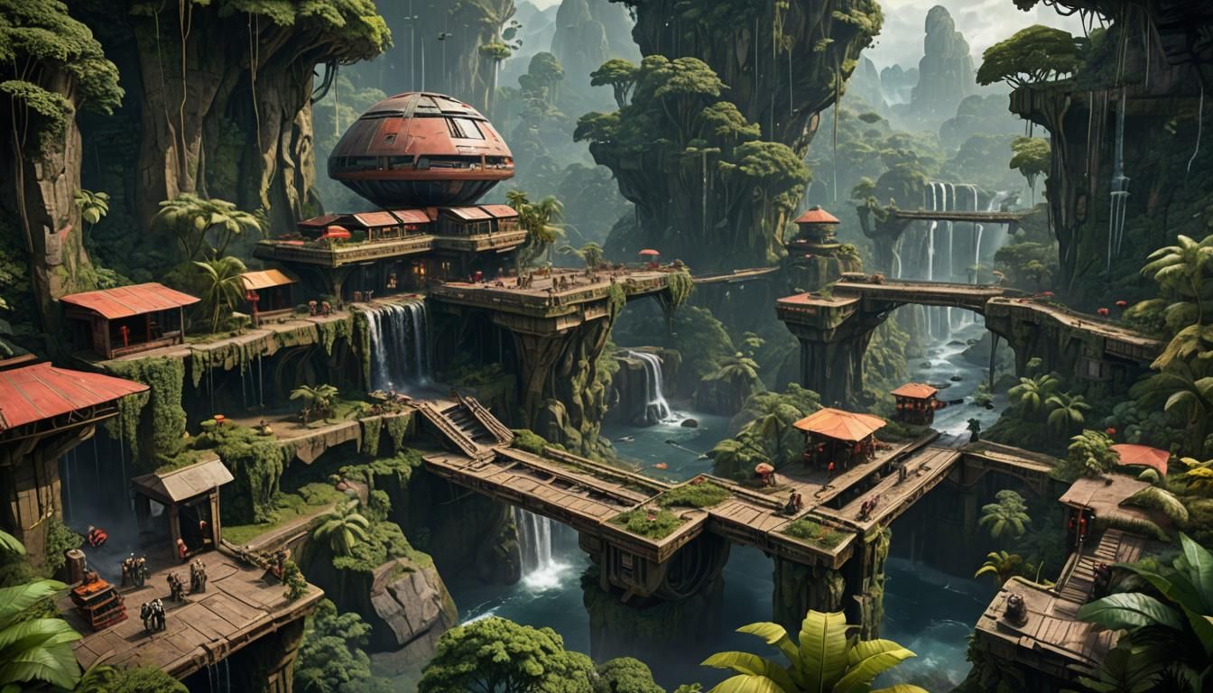 Star Wars Inspired Jungle Base in 3D Cinematic Style