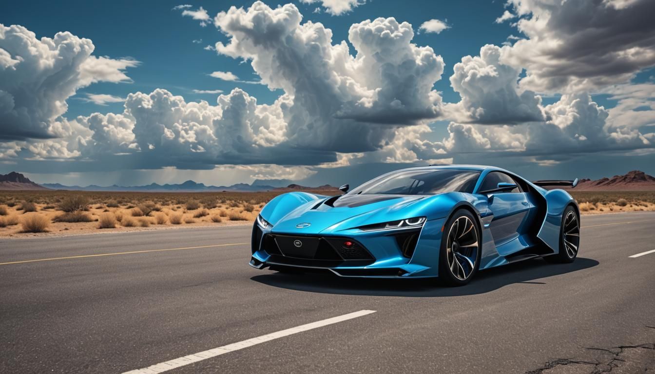 Futuristic Tron Concept Car in Vivid Blue