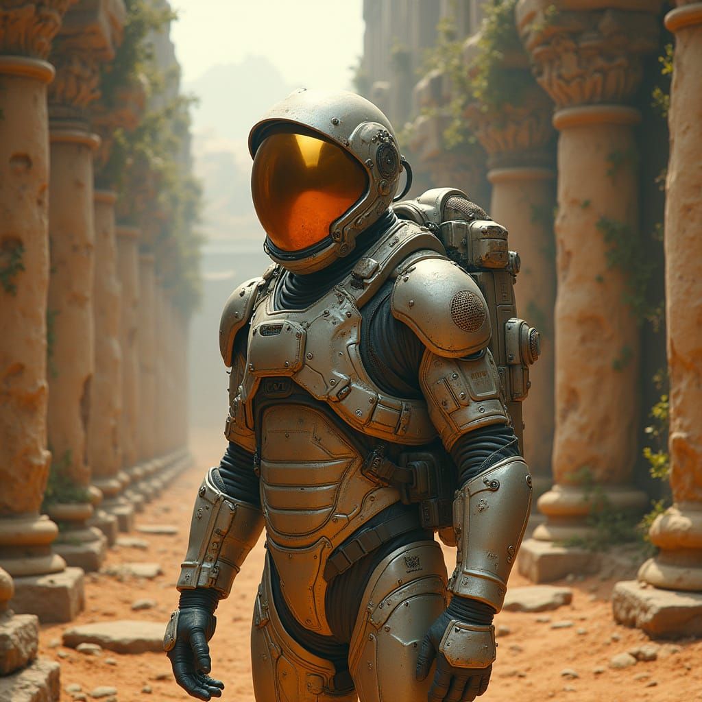 Astronaut Discovers Forgotten Ruins on a Distant, Barren Pla...
