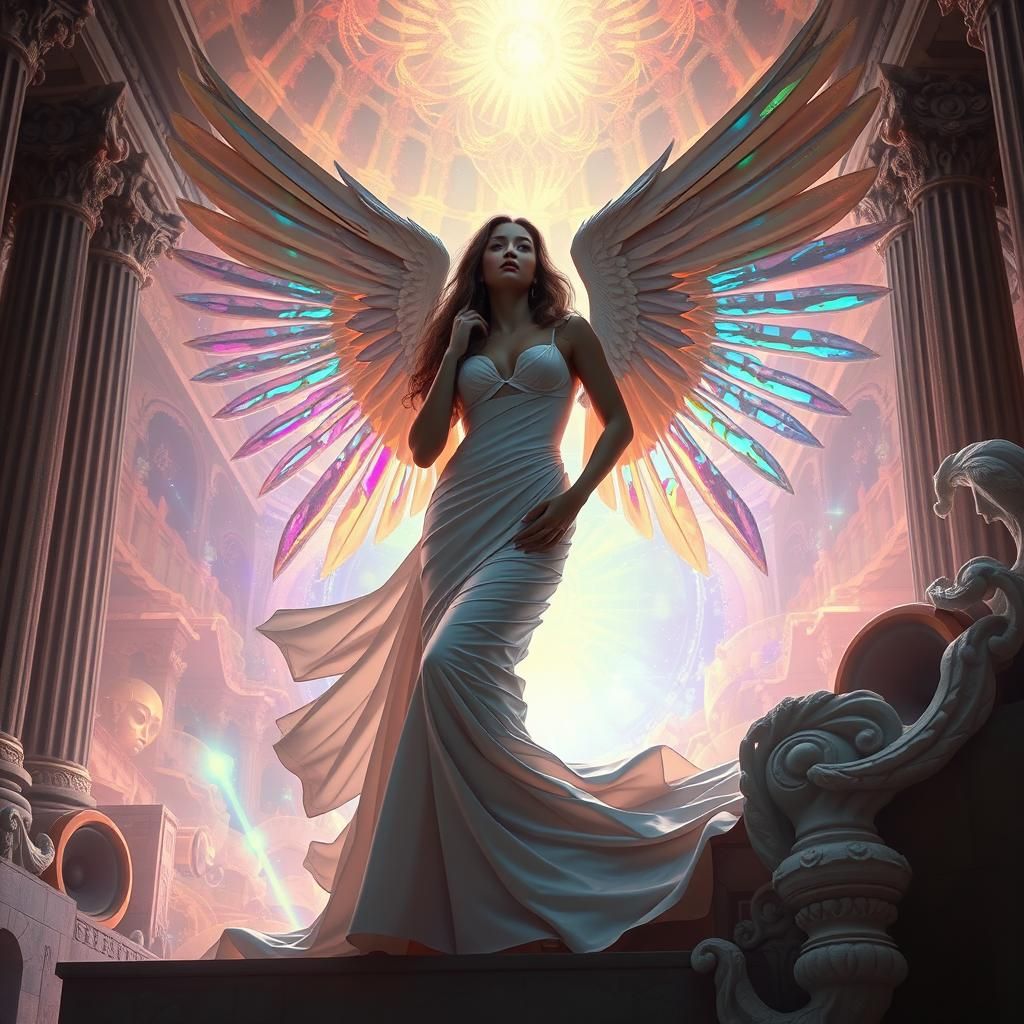 Heavenly Angel in Fractal Dreamscape, Visionary Art
