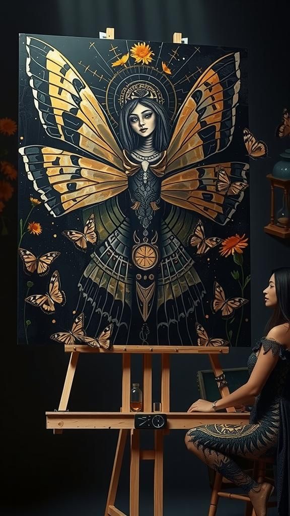 Angel of Mercy in Surreal Cubist Landscape