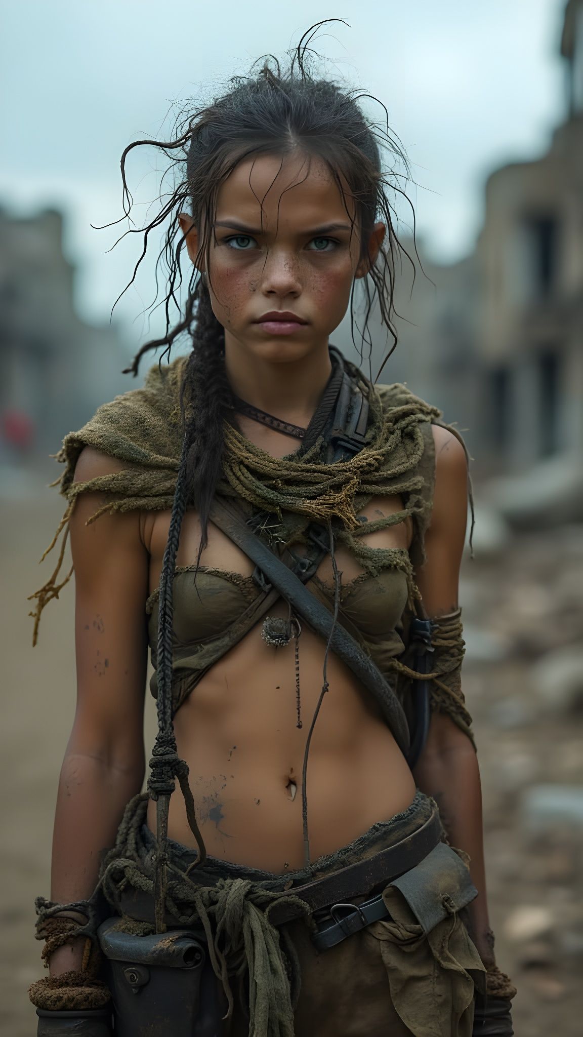 Wasteland Huntress Portrait in Photorealistic Style