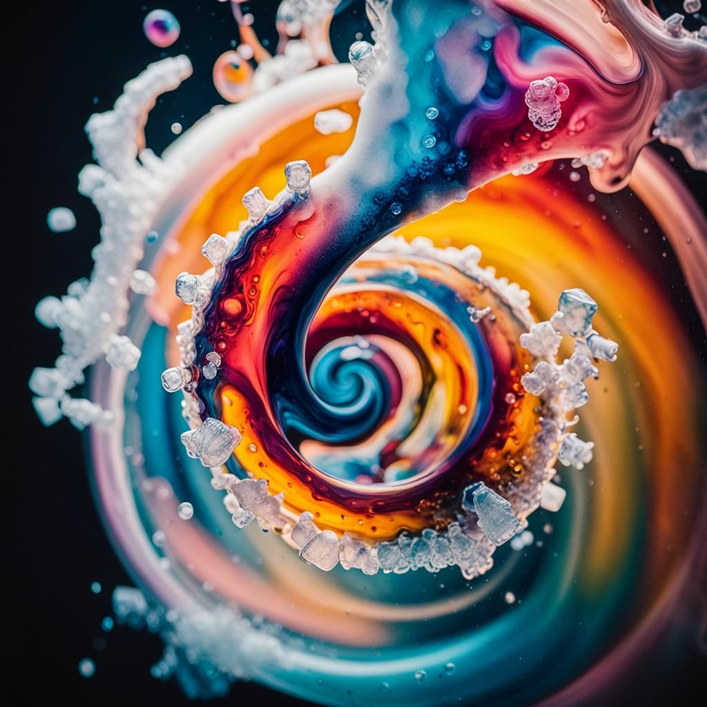 Surreal Cryogenic Alcohol Ink Gravity Distortion in Abstract...