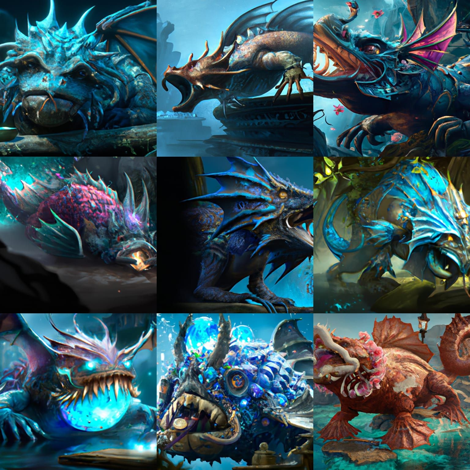 Blobfish Dragon in Dark Fantasy Style