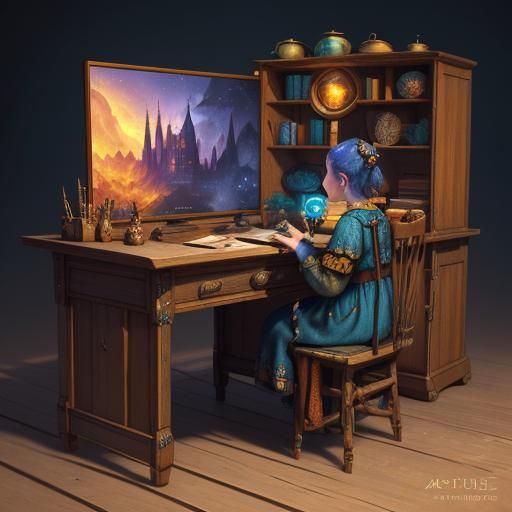 Grandpa and Ladybug Writing Stories in Hygge Home