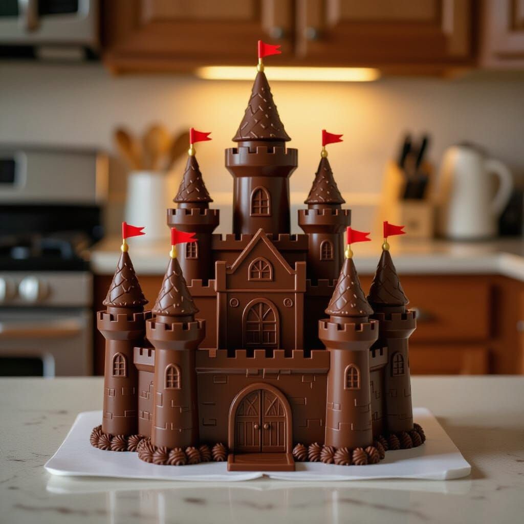 Chocolate Castle on Kitchen Counter
