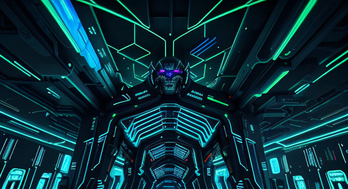 Cyberpunk DNA Double Helix in Neon-Lit Laboratory