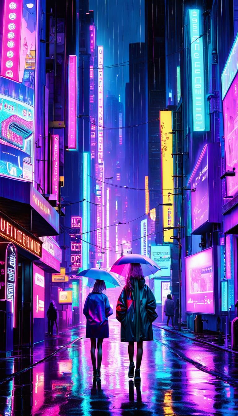 Surreal Cyberpunk Cityscape at Night
