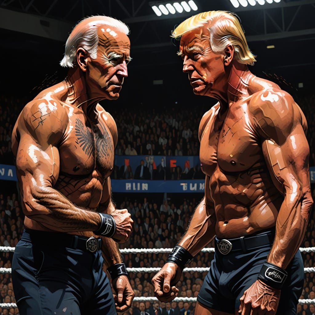 Biden and Trump Wrestle in a Cage