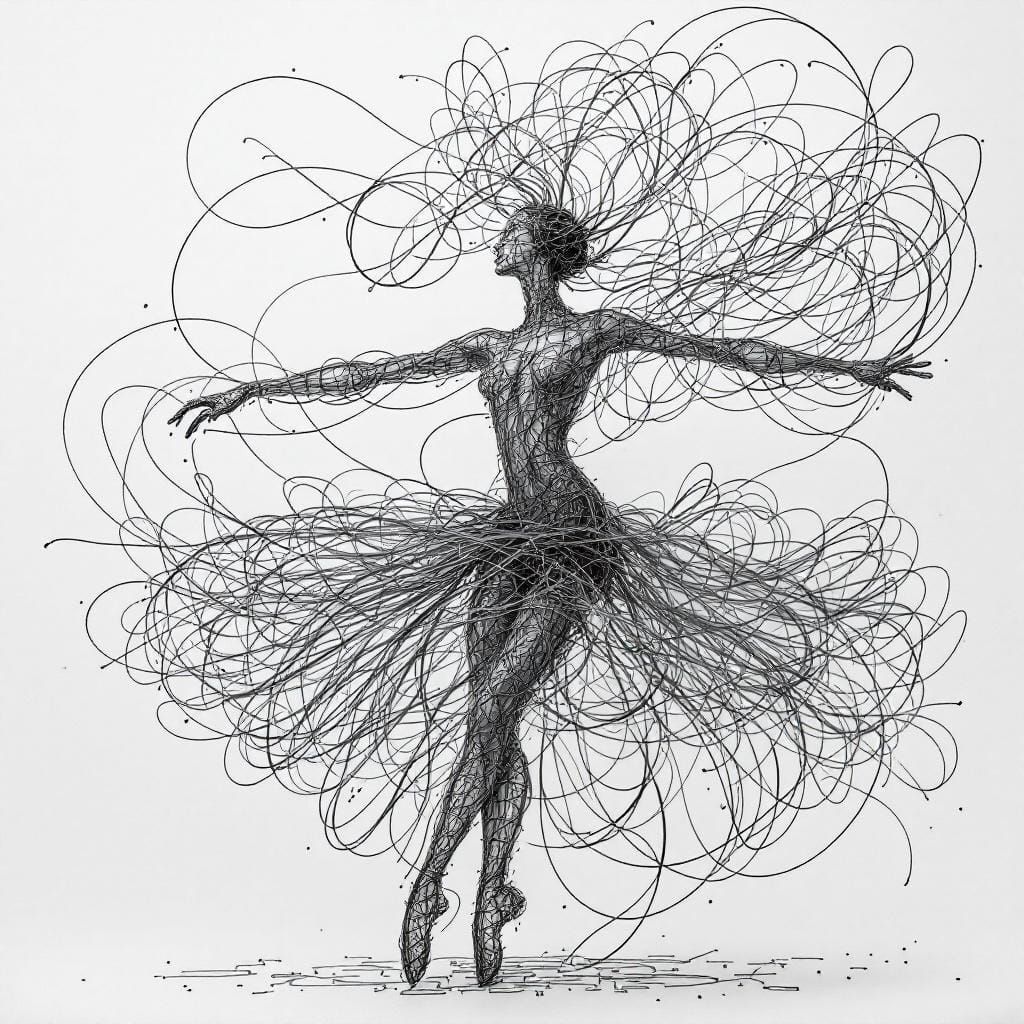 Wire Sculpture of a Dancing Ballet Dancer