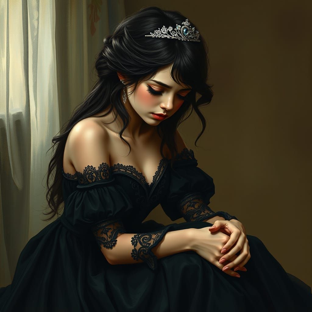 Melancholic Princess in Elegant Despair
