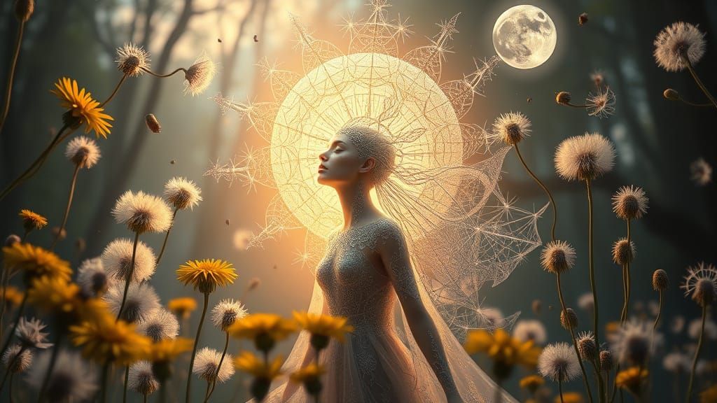 Surreal Cosmic Harmony in Iridescent Bio-Art