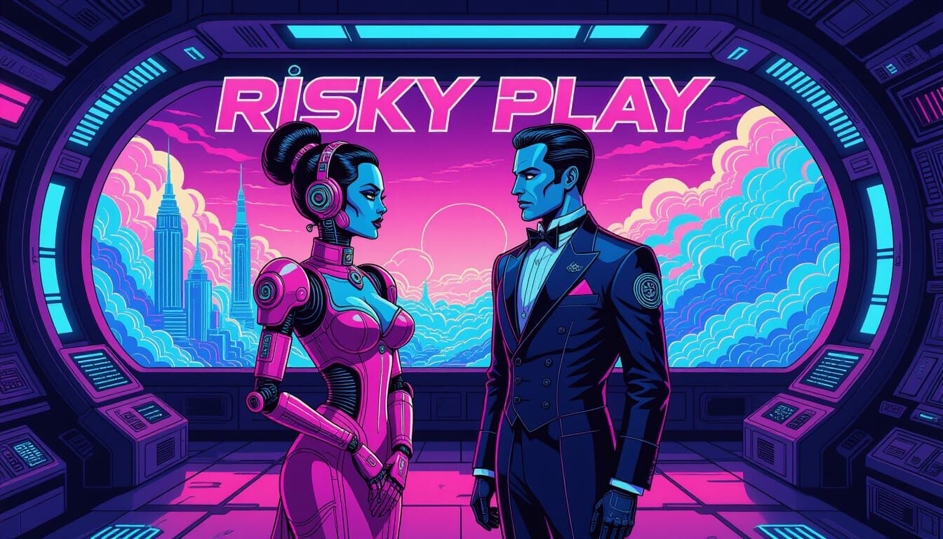 Retrofuturistic Robots in Cyberpunk Maintenance Hub