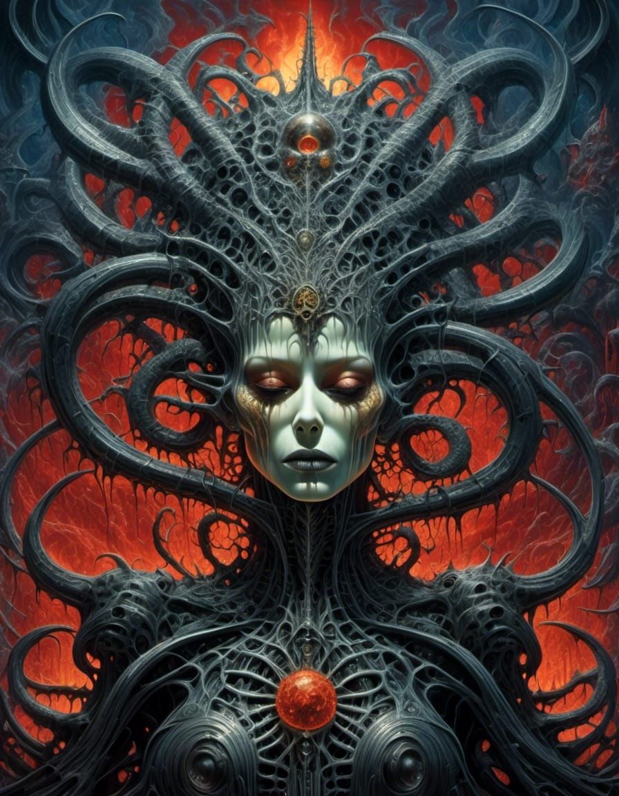 Biohazardous Apocalypse Queen in Giger Style