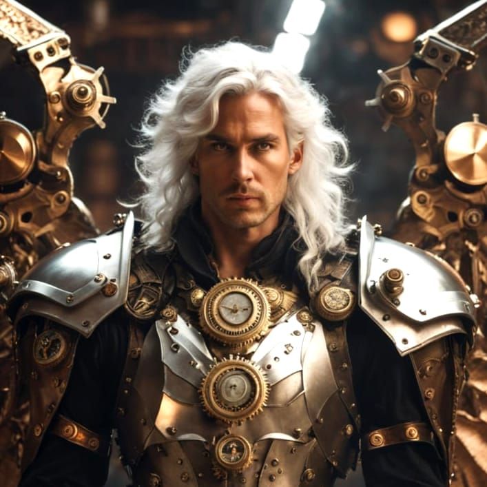 Steampunk Angel Warrior Portrait in Bronze and Copper