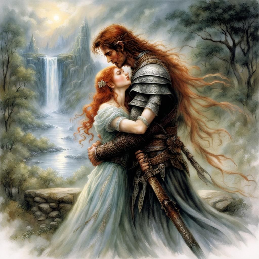 Siegfried and Brunhilde in Love: Ethereal Fantasy Art