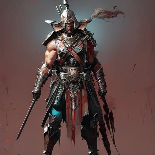 Spartan Warrior Portrait with Double Axes