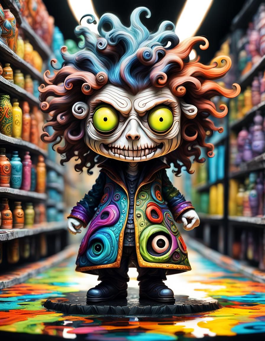 Psychedelic Bobblehead by Tim Burton in 4K