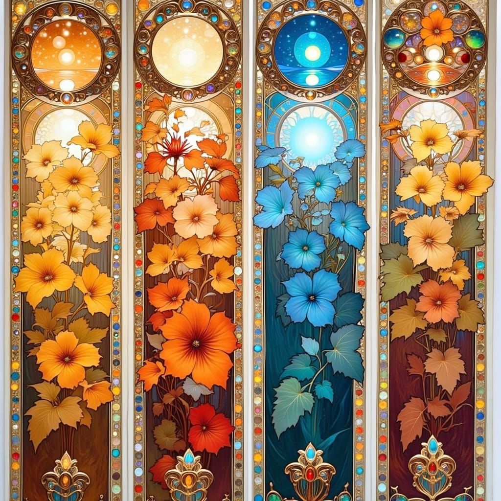 Art Nouveau Bookmarks: The Four Faces of Fall