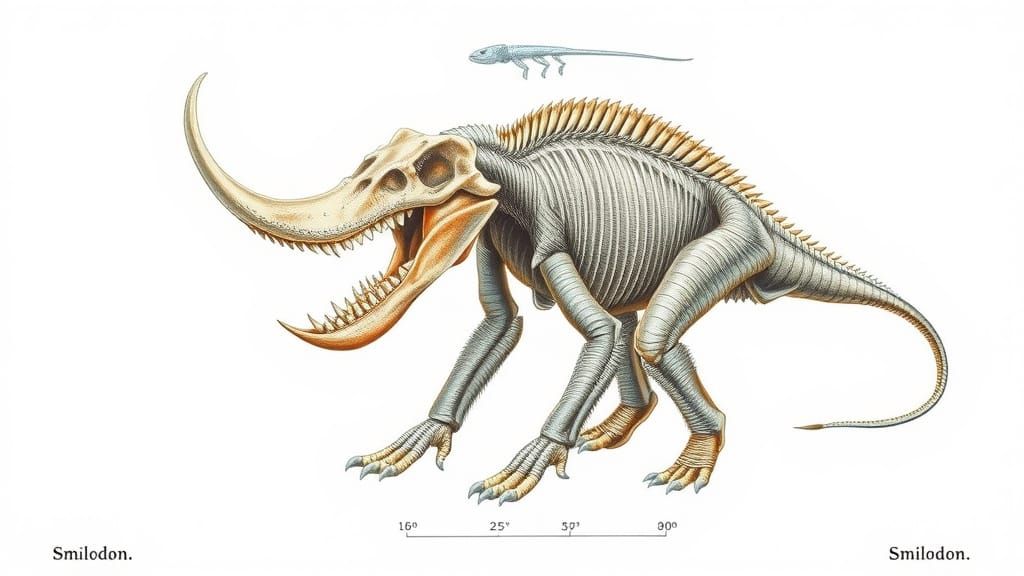 Smilodon: Vintage Scientific Illustration of Saber-Toothed C...