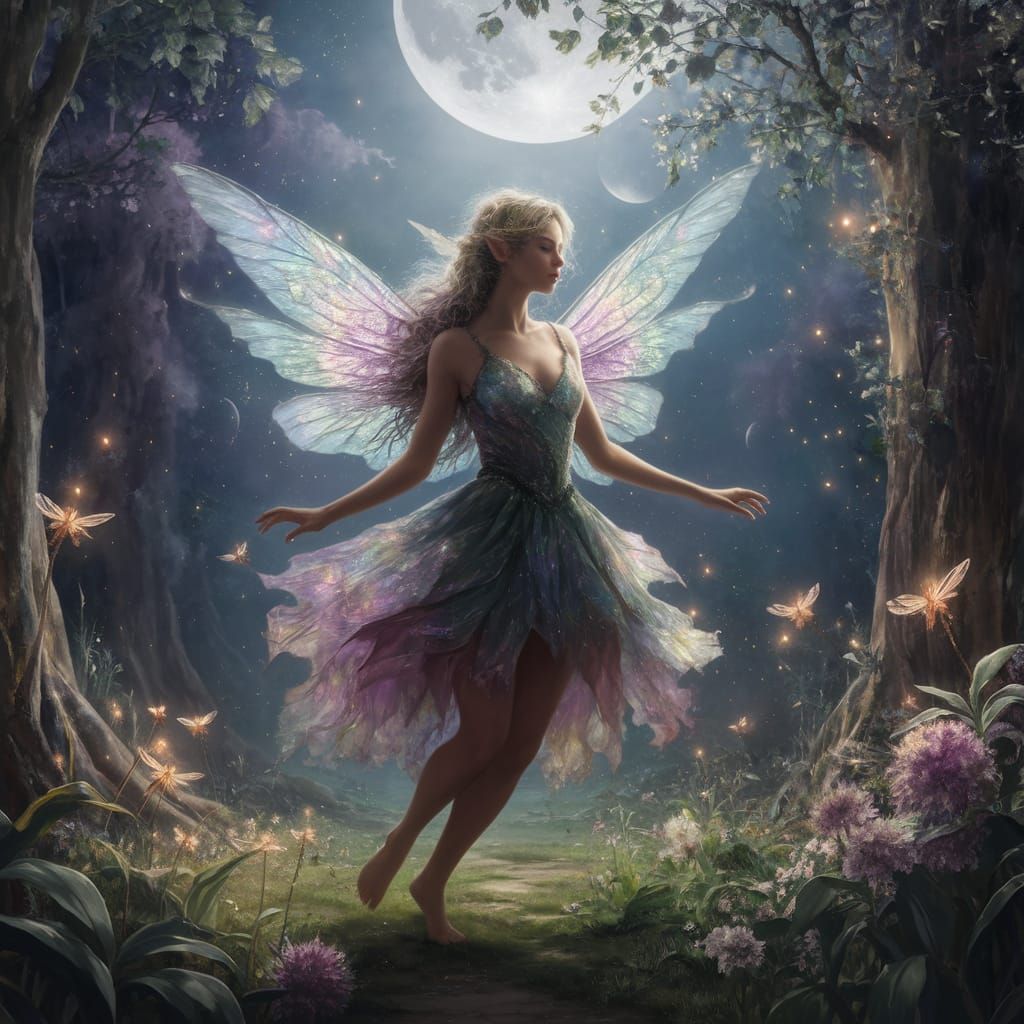 Ethereal Fairy in Moonlit Forest Glory