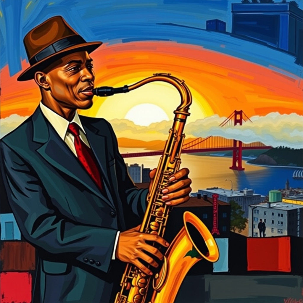 Jazz Saxophonist in San Francisco: Neo-Expressionist Style