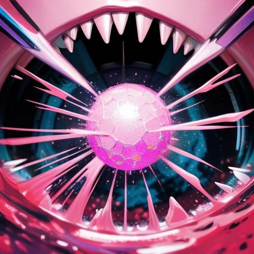 Hyperrealistic Exploding Candy in Mouth Splash Art