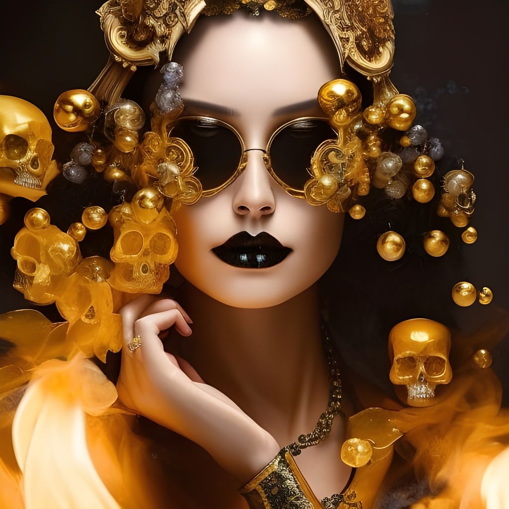 Gold Witch with Bubbling Cauldron Portrait
