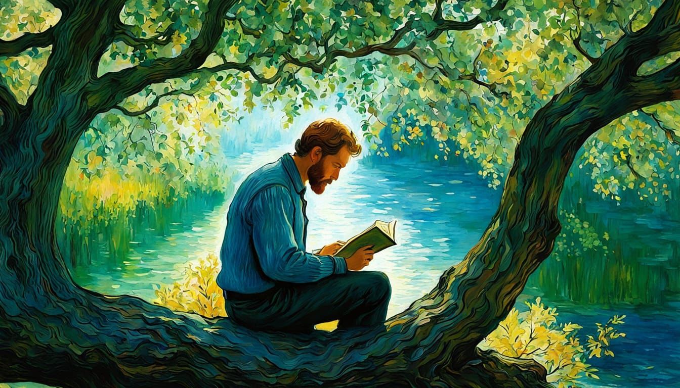 Poet Contemplates Nature in Dreamlike Whimsy