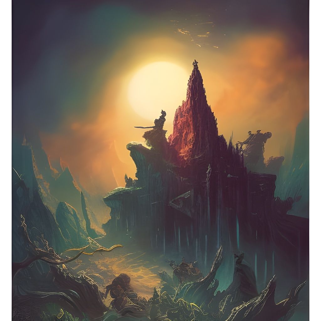 Imposing Dark Fantasy Hero with Magic Elements