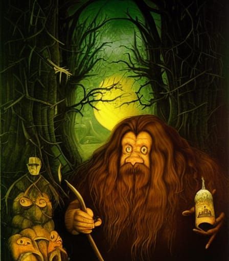 Hagrid in Forbidden Forest: Surreal Fantasy Art
