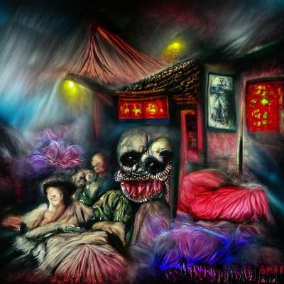 Nightmarish Opium Den Horror Artwork