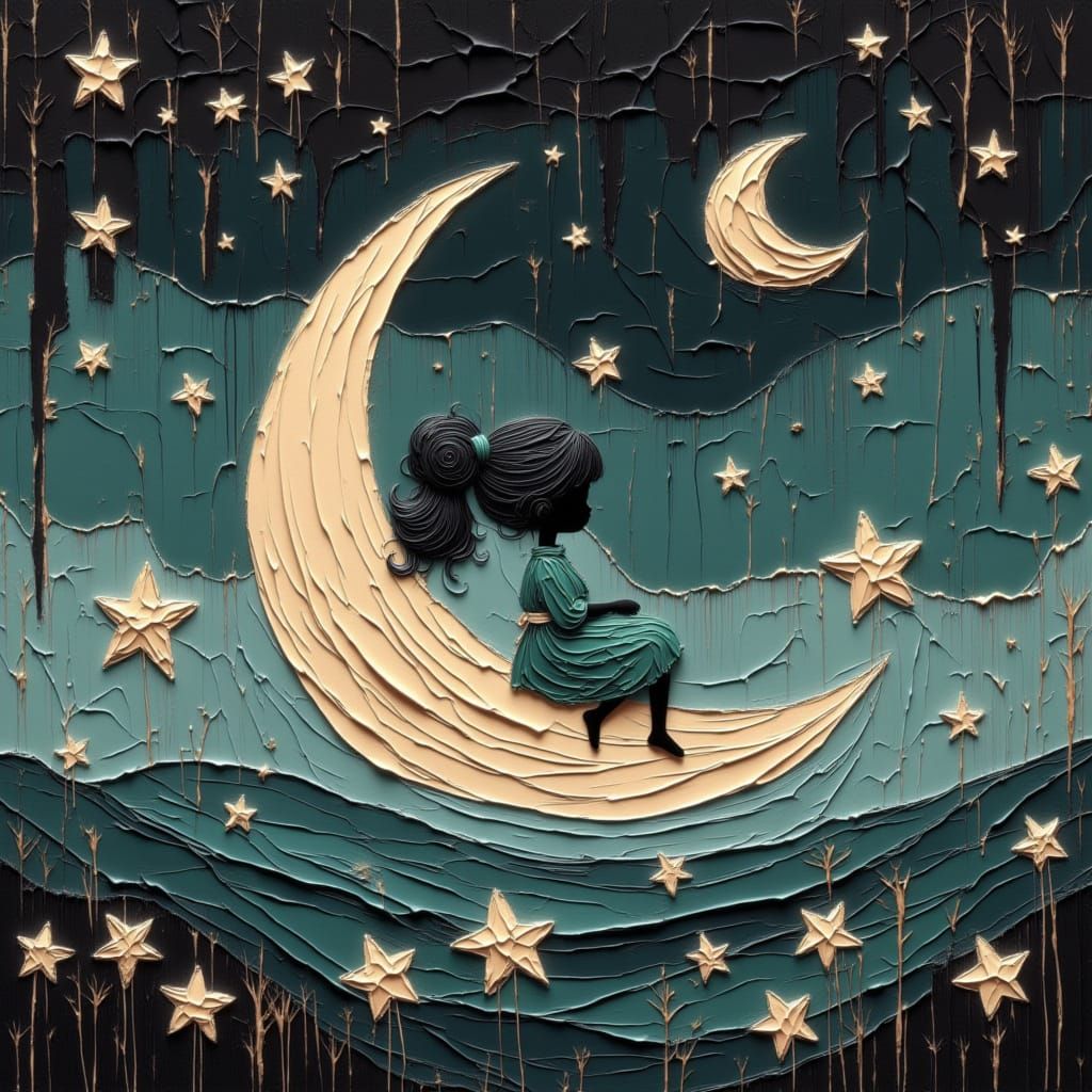 Smiling Cartoon Moon Among Happy Stars