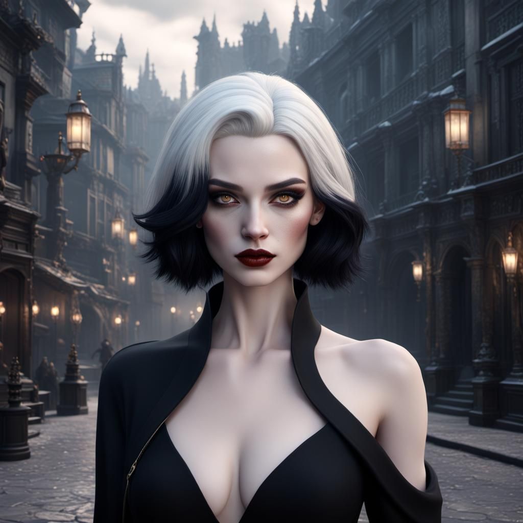 Cruella-Inspired Fantasy Portrait in Detailed Matte Painting
