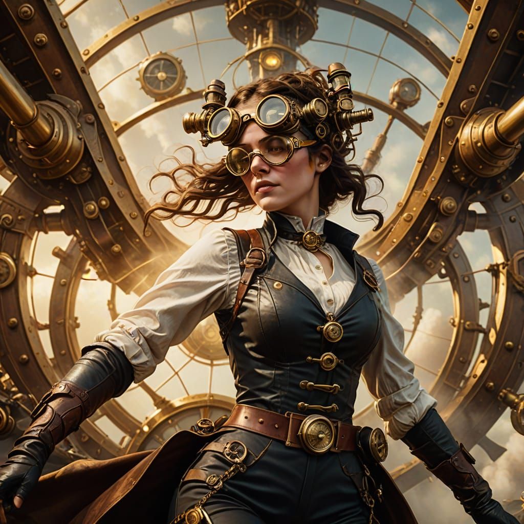 Steampunk Levitation in Victorian Sci-Fi Style