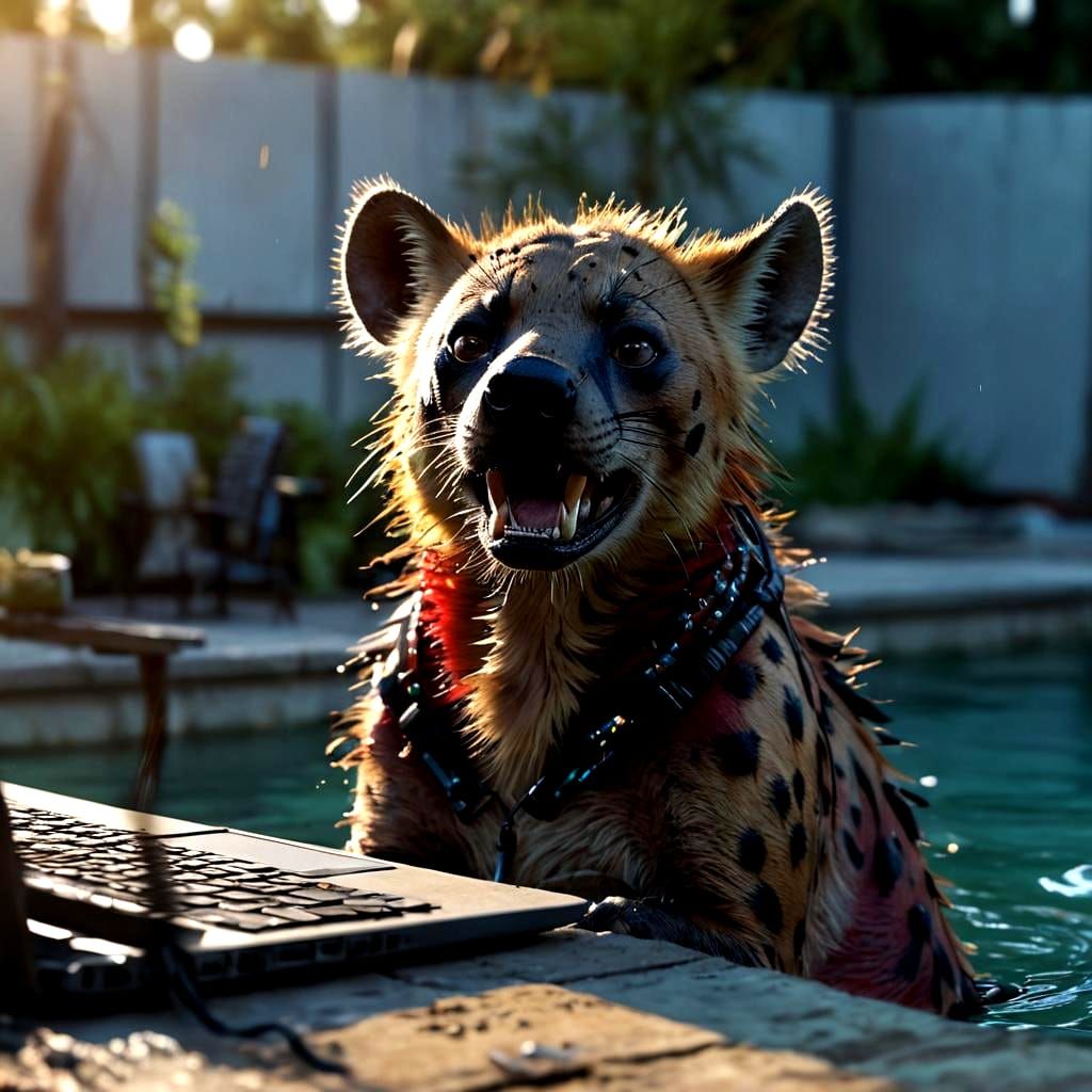 Hyena's Tech Troubles: Deadpool's Amused Reaction