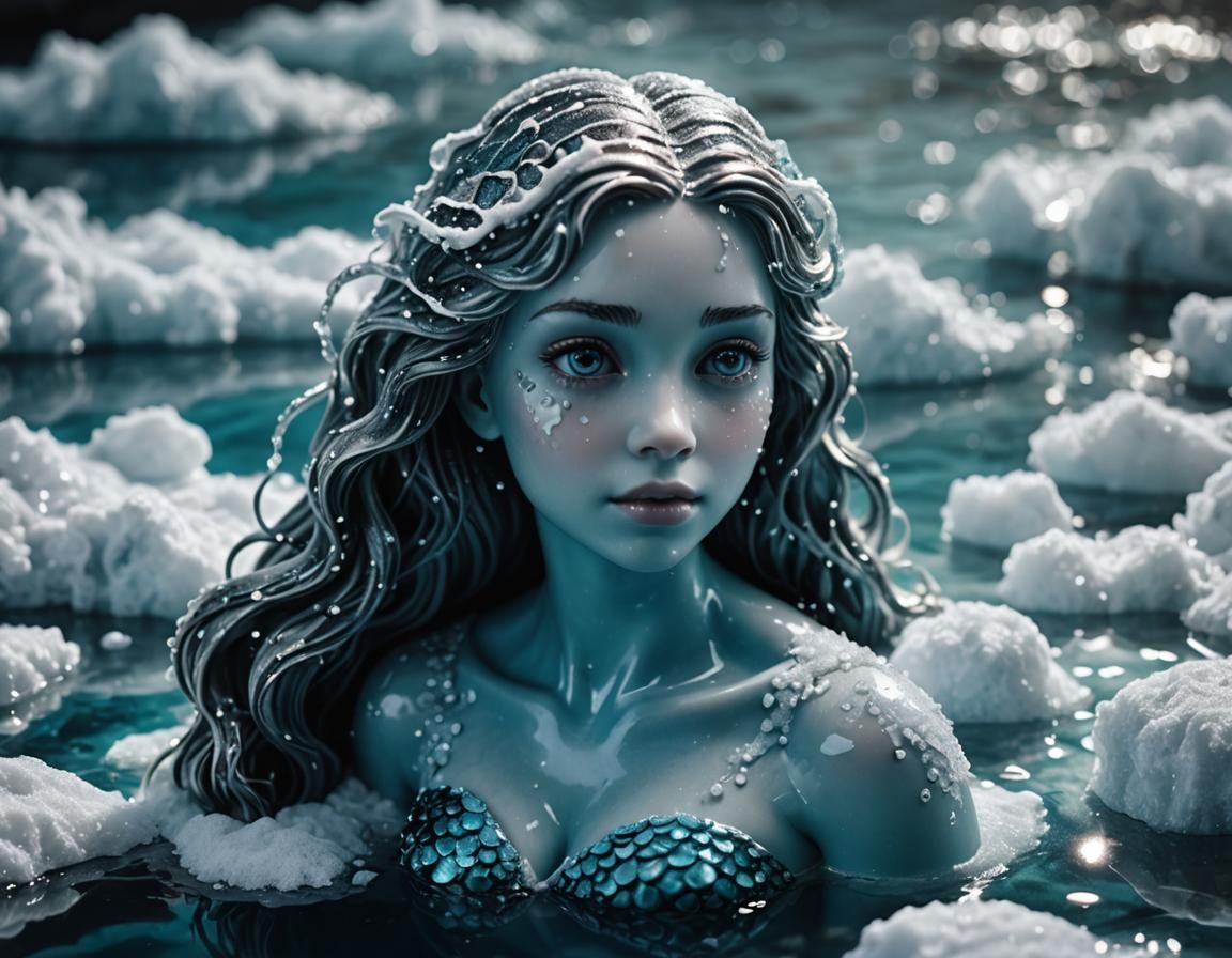 Mermaid Heart in Crystalline Water: Hyperrealistic Digital A...