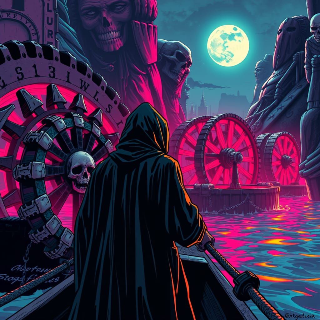 Gothic Horror Underworld Ferryman's Gear in Neon Pulp Comic ...