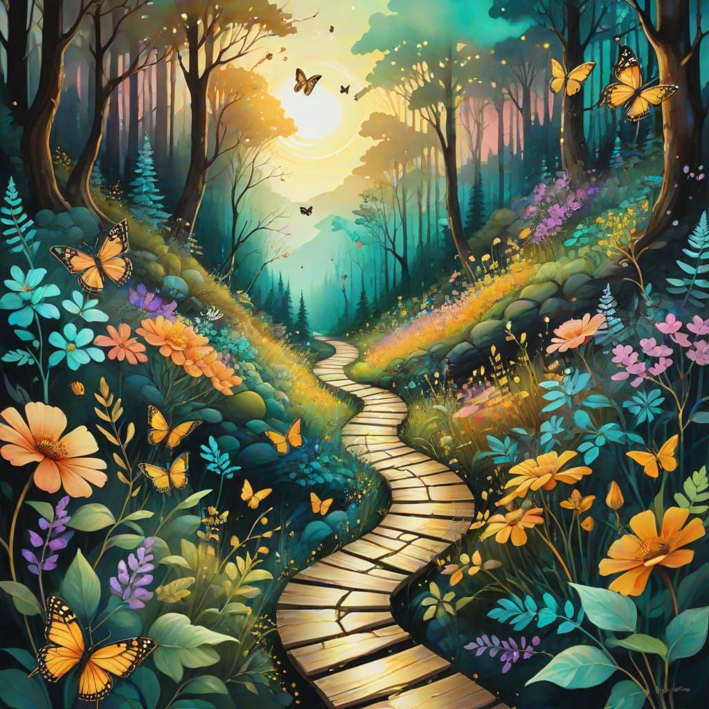 Surreal Golden Hour Wilderness Scene in Hyperrealistic Style