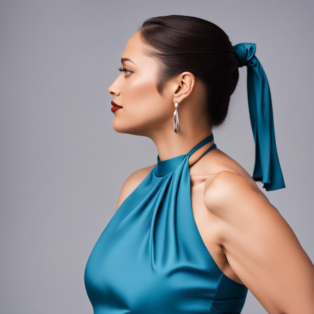 Curvaceous Woman in Mercury Halter Top