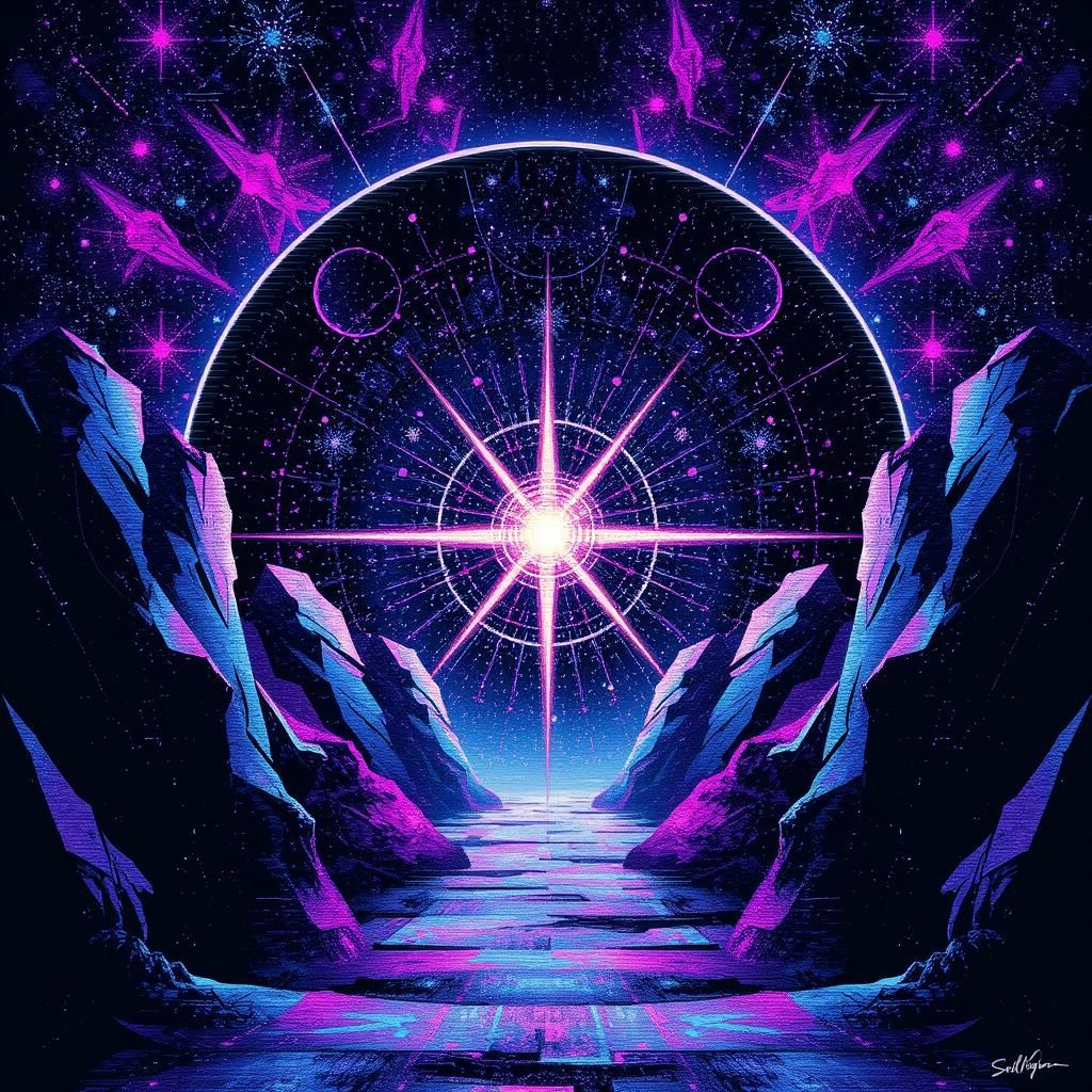 Maximalist Abstract Constellation with Glitch Effects