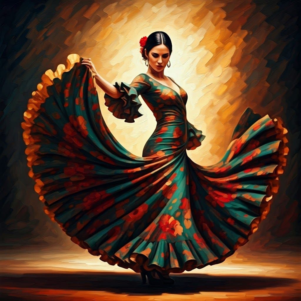 Spanish Dancer in Strelitza Dress, Oil Painting