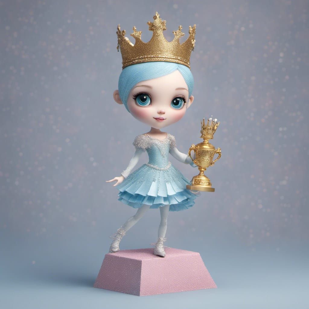 A young ballet dancer with her winning trophy..