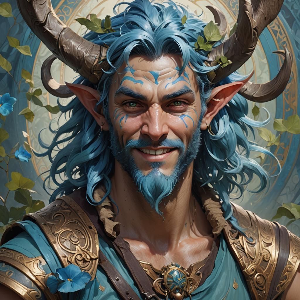 Satyr Bard Portrait in Fantasy Art Style