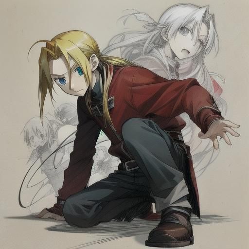 Edward Elric Sketch in Anime Style