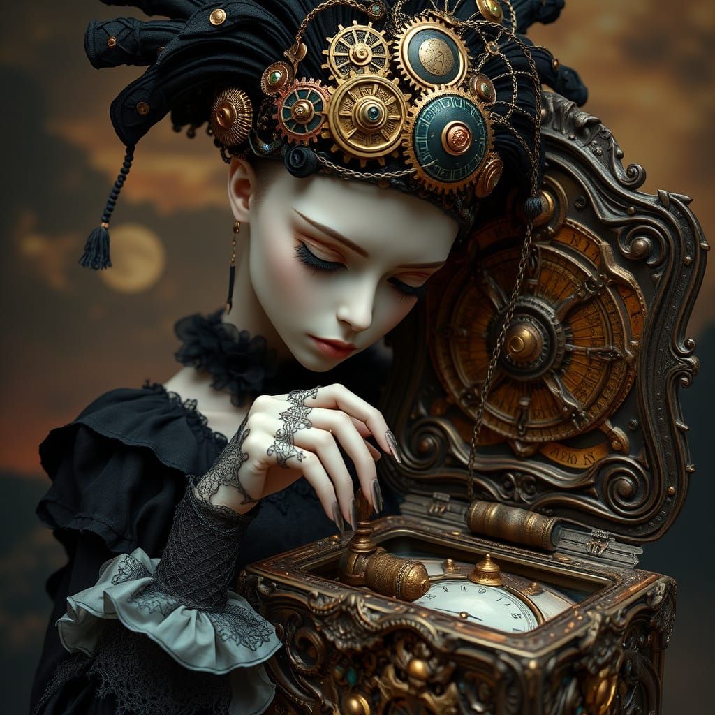 Steampunk Music Box Maiden in Victorian Attire
